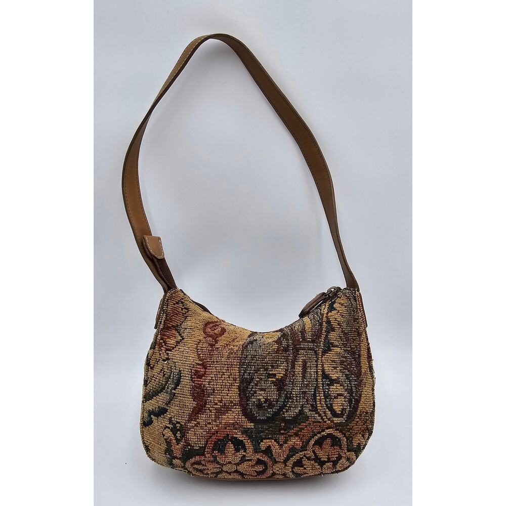 Vtg 90s/Y2K Fossile Tapestry Tan Multi Fabric Shoulder Bag - Picture 2 of 11